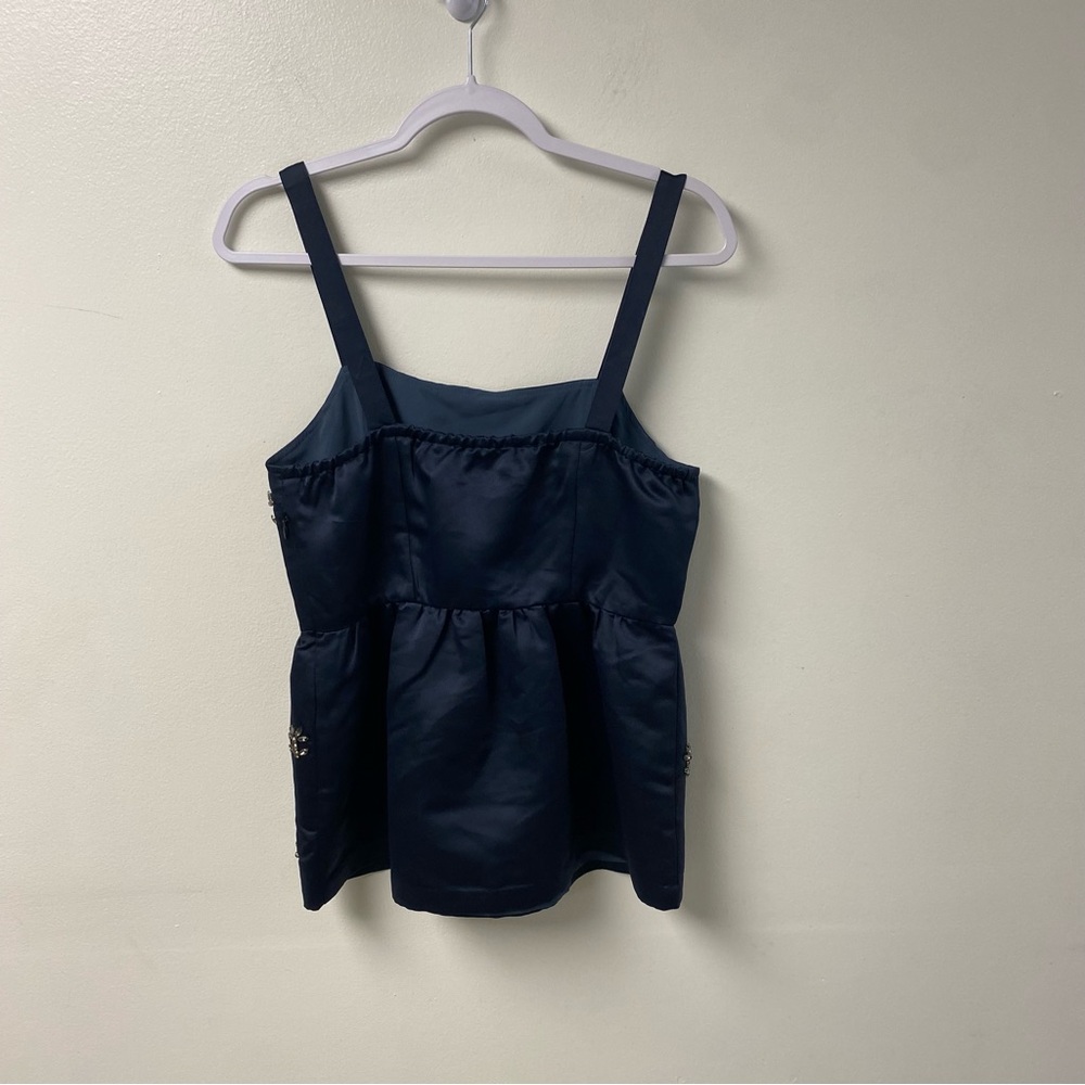 NWT Anthropologie Dhruv Kapoor Embellished Babydoll Tank Top Navy Size Small - Picture 4 of 9